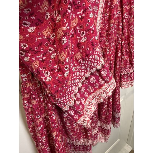 Maeve By Anthropologie Red Boho Floral Tunic Dress M Boho‎ Festival Coastal - Picture 3 of 7